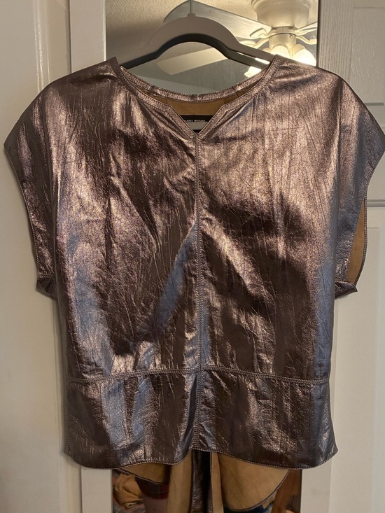 Isabel Marant Tops - Designer Isabel Marant Lambskin metallic wrap top